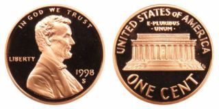 1998 - S Proof Lincoln Cent Coins Priced Right Shipped