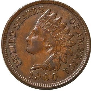 1900 Indian Head Penny About Uncirculated Copper Philly Pretty Coin Eye Catcher