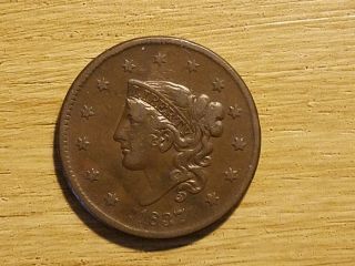 1837 1c Coronet Or Matron Head Large Cent