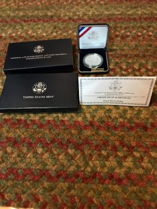 1997 National Law Enforcement Memorial Proof Silver Dollar Coin Ogp