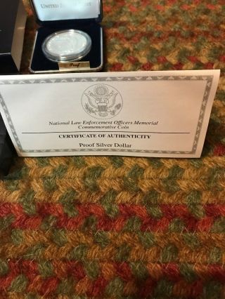 1997 National Law Enforcement Memorial PROOF SILVER Dollar Coin OGP 3