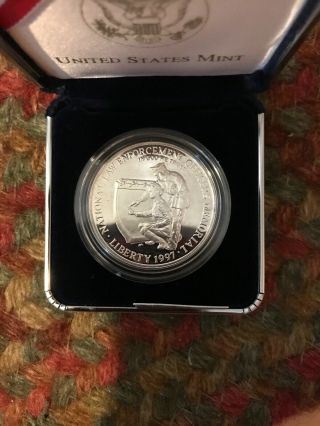 1997 National Law Enforcement Memorial PROOF SILVER Dollar Coin OGP 6