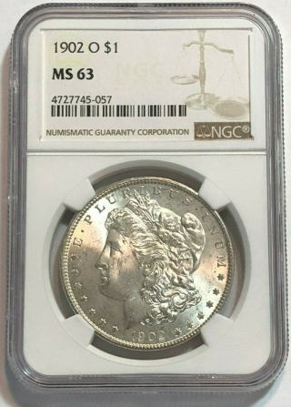 1902 - O $1 Morgan Silver Dollar Ngc Ms 63