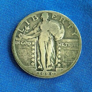 1929 - P Standing Liberty Quarter,  90 Silver,  $2.  96 Melt,  Almost Last Year Minted