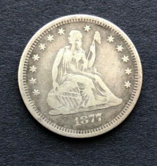 1877 - S Seated Liberty Quarter Dollar 25c Rare Us Coin.