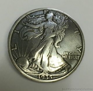 1935 Walking Liberty Silver Coin Concho Button Screwback