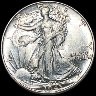 1943 Walking Half Dollar Close Uncirculated Liberty Silver Philly Collectible