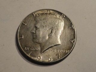 1967 John F.  Kennedy Silver Half Dollar Coin.