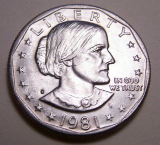 Uncirculated 1981 - S Susan B Anthony Sba Dollar Coin -