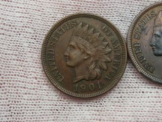 2 XF INDIAN HEAD Pennies.  1897 & 1901.  56 3