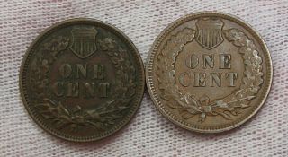 2 XF INDIAN HEAD Pennies.  1897 & 1901.  56 4
