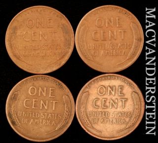 GROUP OF FOUR LINCOLN WHEAT CENTS - 1925 1925 - D 1925 - S 1926 - D - SCARCE NR252 2
