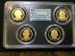 2007 - S Presidential Dollar “first Strike” 4 - Coin Set - Pcgs Certified Pr69 Dcam