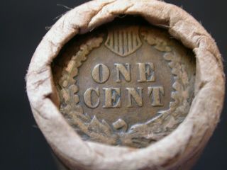 Unsearched Wheat Penny Roll W/ Wwii Red Point Opa Token & Indian Head Ends R09