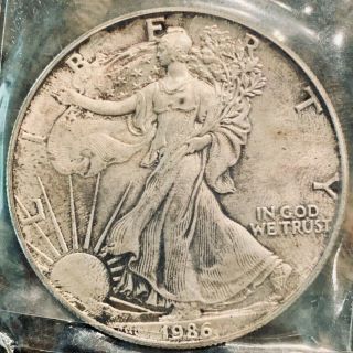 1986 Walking Liberty/american Silver Eagle Silver Dollar Coin -