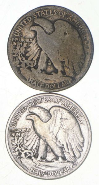 (2) 1936 - D & 1939 Walking Liberty Half Dollars 90 Silver $1.  00 Face 713 2