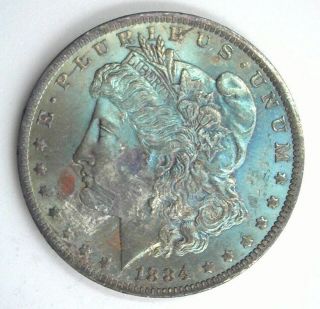 1884 - O Morgan Silver Dollar Gem,  Uncirculated Iridescent Toning