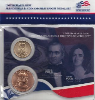 2009 James K.  Polk Presidential Dollar & First Spouse Medal Set