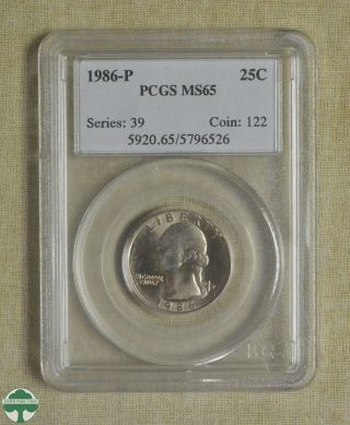 1986 - P Washington Quarter - Pcgs Certified - Ms65 - Series: 39 - Coin:122