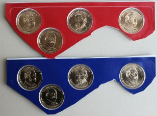 2012 P And D Presidential $1 Coin Uncirculated Set 8 Golden Bu Dollars Us