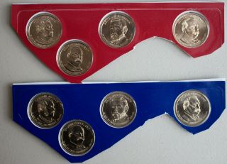 2012 P and D Presidential $1 Coin Uncirculated Set 8 Golden BU Dollars US 3