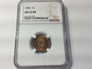 1900 Indian Cent Ngc - Ms63 Rb