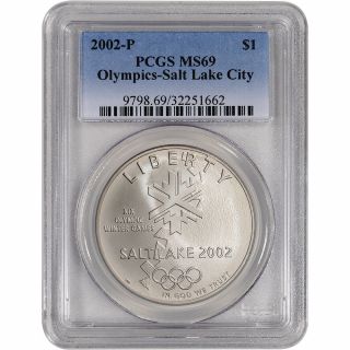 2002 - P Us Salt Lake City Olympic Commemorative Bu Silver Dollar - Pcgs Ms69