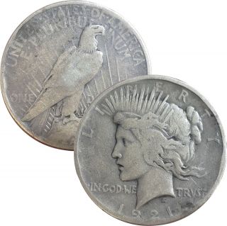 1921 P Peace $1 Silver U.  S.  One Dollar Philadelphia High Relief Key Date Coin