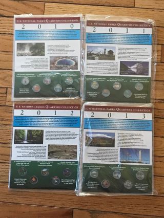 2010 - 2013 Usa Colorized National Parks Quarters 4 Coins Set