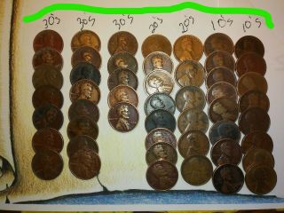 Rolls Of Patinaed Valuable U.  S.  Pennies From The 10 
