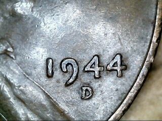 1944 - D Lincoln Wheat Penny,  Omm D Over S,  Very Interesting Variety Coin