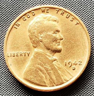 1942 D Lincoln Wheat Cent About Uncirculated Penny Au