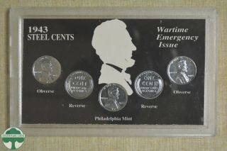 1943 Steel Cents - Wartime Emergency Issue - 5 Coin Set