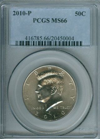 2010 - P Kennedy Half Dollar Pcgs Ms66 Bu Uncirculated Coin In