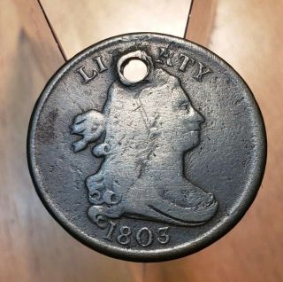1803 Draped Bust Half Cent - Holed - Great For Completing Your Type Set Coin Album