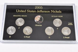 2005 United States Jefferson Nickels.  P - D & S In A Capital Plastic Coin Holder
