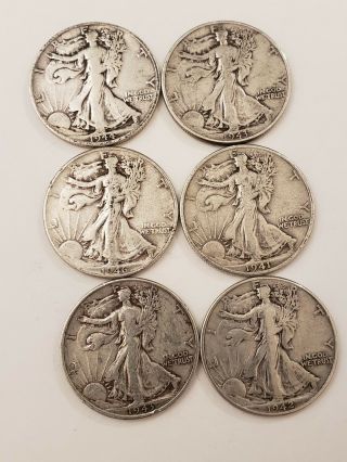 $3.  00 Face Value 90 Silver Walking Liberty Half Dollar Coins,  You Grade