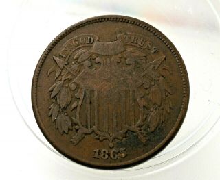 1865 Us Two Cent Piece Estate Coin