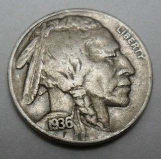 1936 S Indian Head " Buffalo " Nickel Xf - Extremely Fine