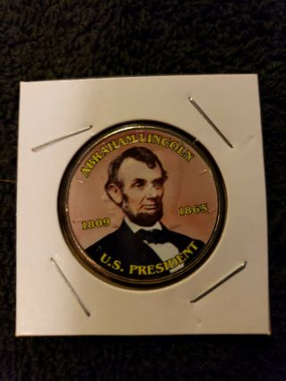 2013 Colorized " Abraham Lincoln U.  S President " Jfk Half Dollar Comm.  Coin.