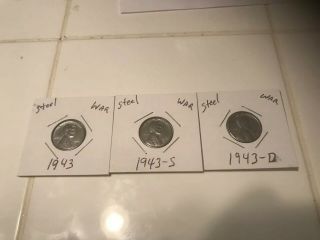 1943 P - S - D Steel Wheat Pennies
