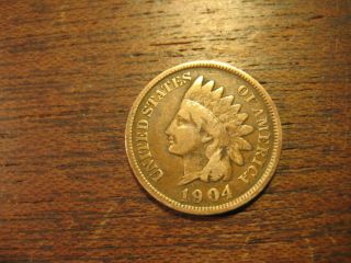 1904 Indian Head Penny Cent Better American Bronze Coin Part Liberty