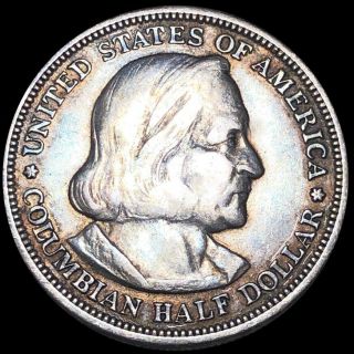 1892 Colombian Expo Half Dollar Nearly Uncirculated Commemorative Silver Coin Nr