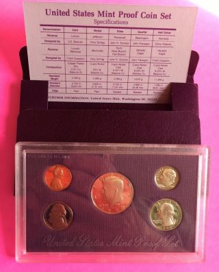 1990s Us Proof Set - Half Dollar,  Quarter,  Dime,  Nickel,  Penny