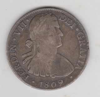 1809 Ferdin Vii Dei Gratia Mexico 8 Reales Silver Coin Spanish Colony
