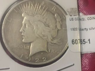 1922 Silver Liberty Peace Dollar $1 Us Coin