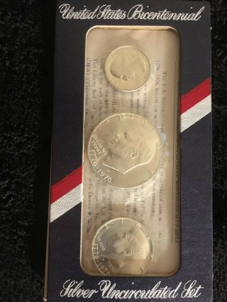 1976 - S 3pc Bicentennial set.  Proof 40 Silver Eisenhower Dollar.  Half.  Quarter 2