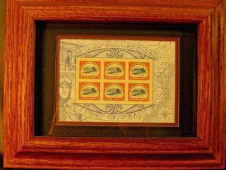 2013 Sept.  22 Stamp Plate Block Inverted Jenny Framed Art Double Mat Oak frame 2