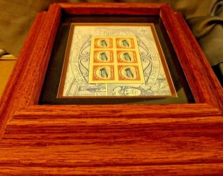 2013 Sept.  22 Stamp Plate Block Inverted Jenny Framed Art Double Mat Oak frame 3