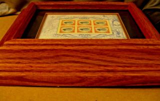2013 Sept.  22 Stamp Plate Block Inverted Jenny Framed Art Double Mat Oak frame 4